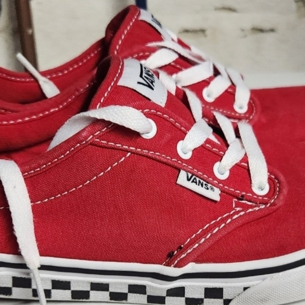 Vans Kids Red Canvas Sneakers with White Accents